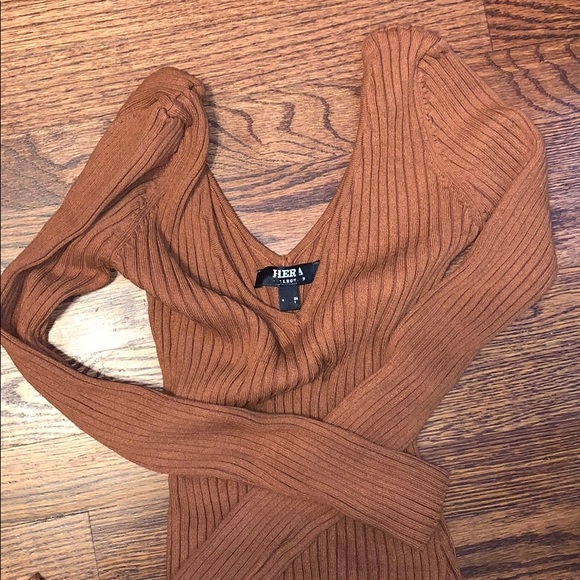 Long knitted brown dress - Picture 4 of 4